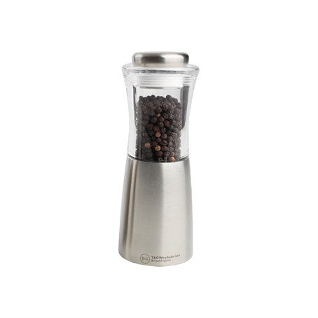 Apollo Pepper Mill In Clear Acrylic & Stainless Steel
