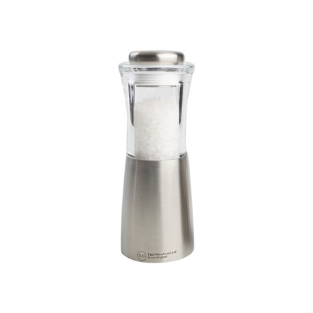 Apollo Salt Mill In Clear Acrylic & Stainless Steel
