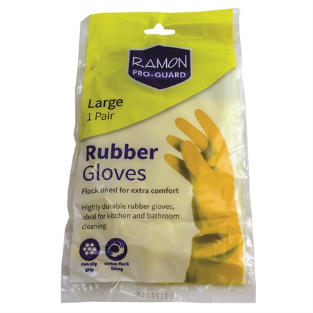 GLOVES  RUBBER LARGE YELLOW