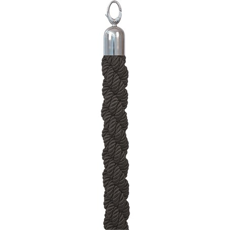 Barrier Rope, Braided, Black, Chrome Ends