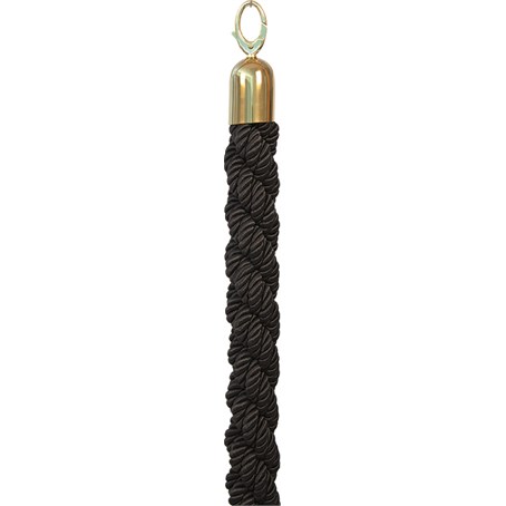 Barrier Rope, Braided, Black, Gold Ends