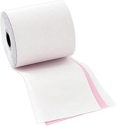TILL ROLL 2PLY WHITE/PINK 76mm AD27
