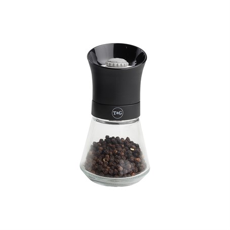 Tip Top Pepper Mill With Black Top And Glass Base