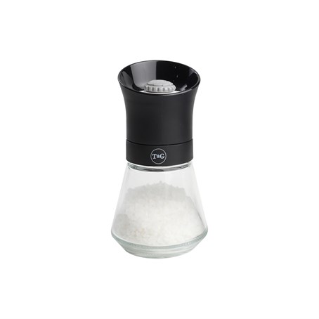 Tip Top Salt Mill With Black Top And Glass Base