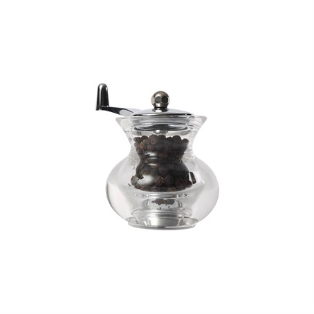 Cauldron Pepper Mill In Clear Acrylic With Crank Handle