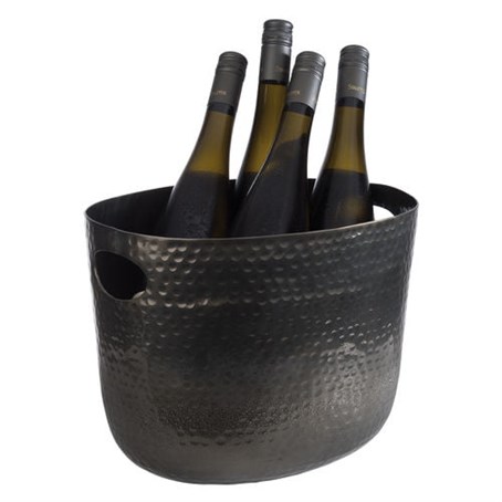 Aluminium 'Gunmetal look' Hammered Surface Handled Wine Bowl