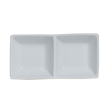 Cafe Porcelain DoubleWell Tray 14.5 x 7cm 5 3/4 " x 2 3/4 " 6cl 2oz