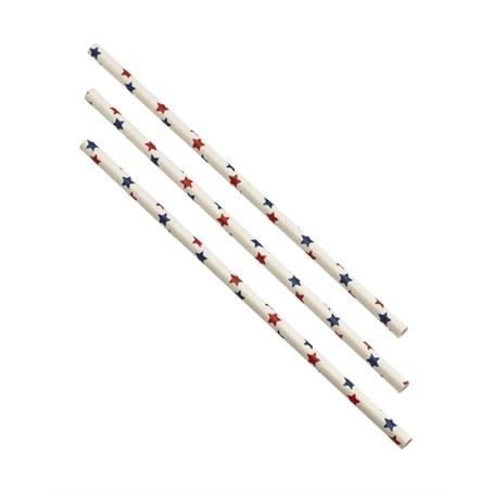 Paper Straws Red and Blue Stars 20cm (500pcs)