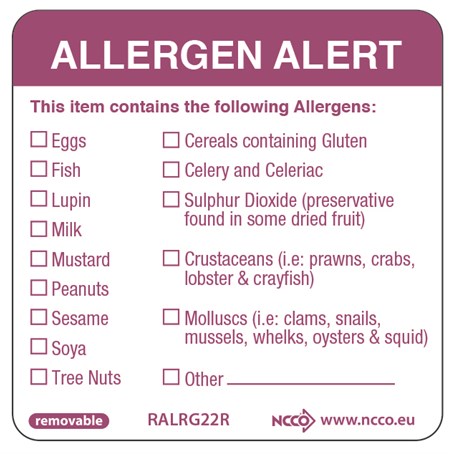 50X50mm Removable Allergen Label (500)